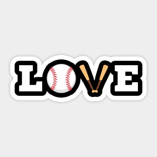 Love Baseball with Bat and Ball For Valentine's Day Sticker